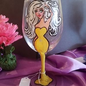 Lady Love Painted Wine glass